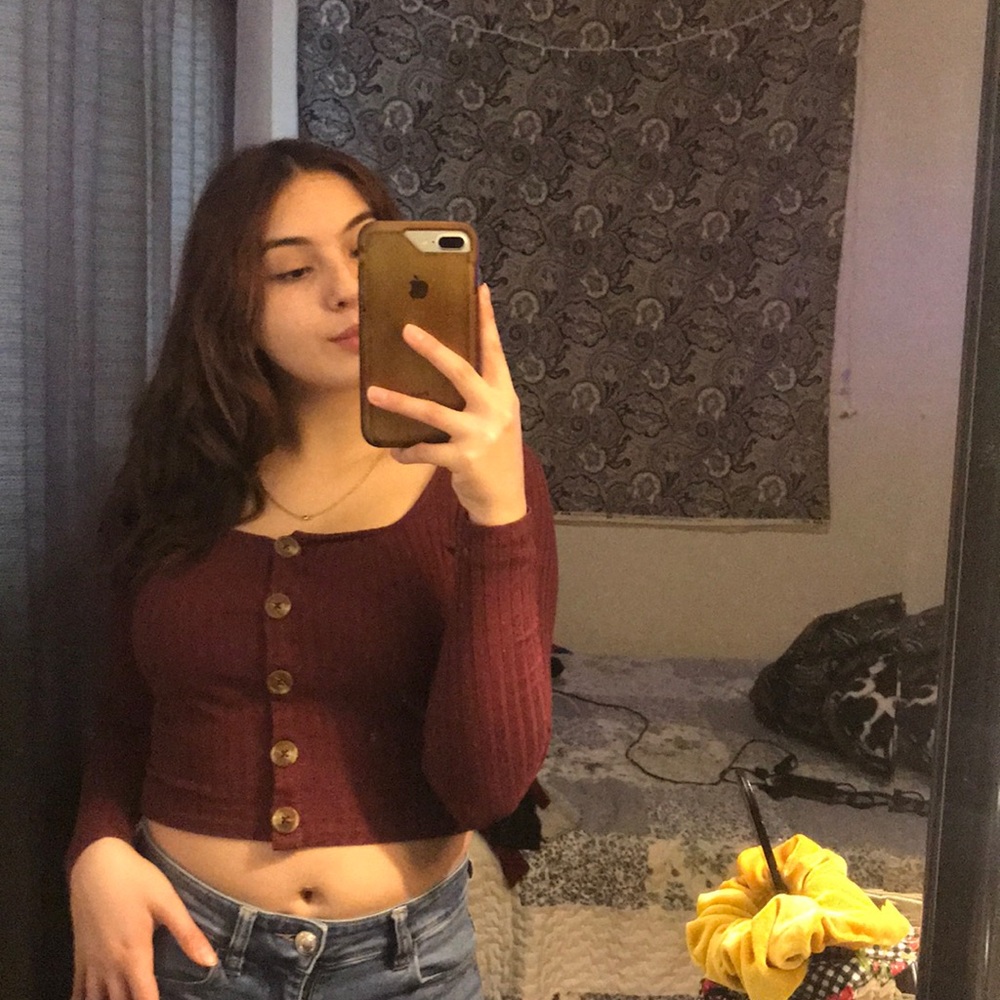 burgundy long sleeve